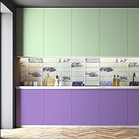 Vista 2 de Dundee Deco PG7037 Flores de lavanda sintética verde violeta, 3.1 pies x 1.6 pies, panel de pared 3D de PVC, decoración de paneles de pared