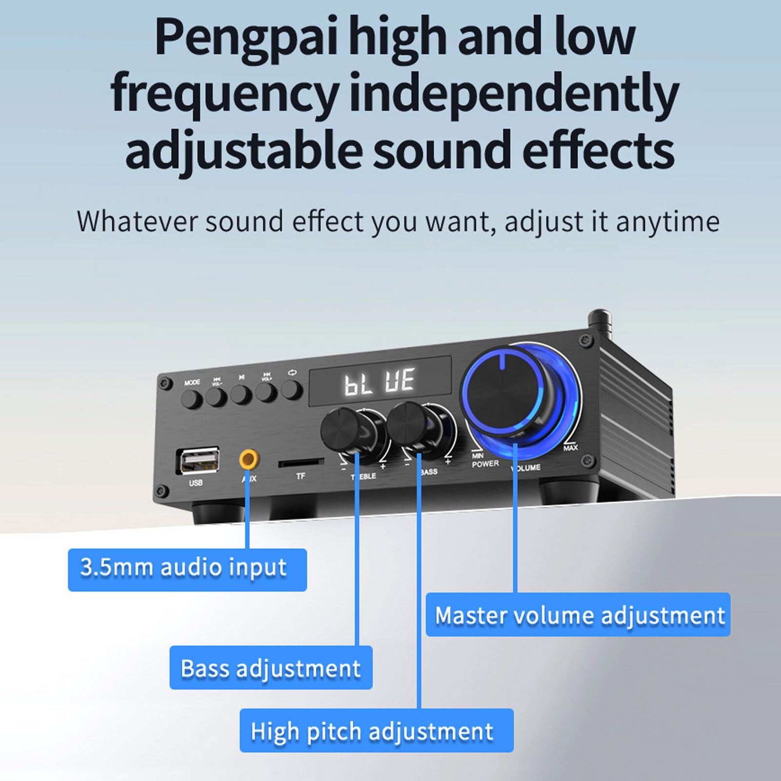Annadue 2,1ch Bluetooth 5.1 Amplificatore 50wx2 RMS Ricevitore Stereo, HIFI con USB/SD/Aux/Coassiale, Controllo EQ, Remoto, Home Theater (Spina europea)