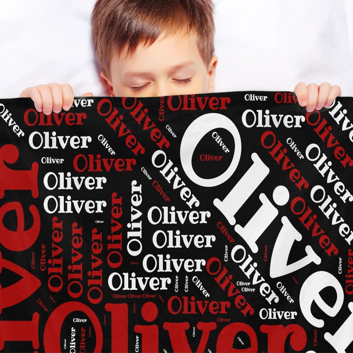 Personalized Baby Blankets for Girls Boys, Custom Baby Blanket with Name Swaddle Toddler Fleece Blanket Personalized Gift Red White Black Text
