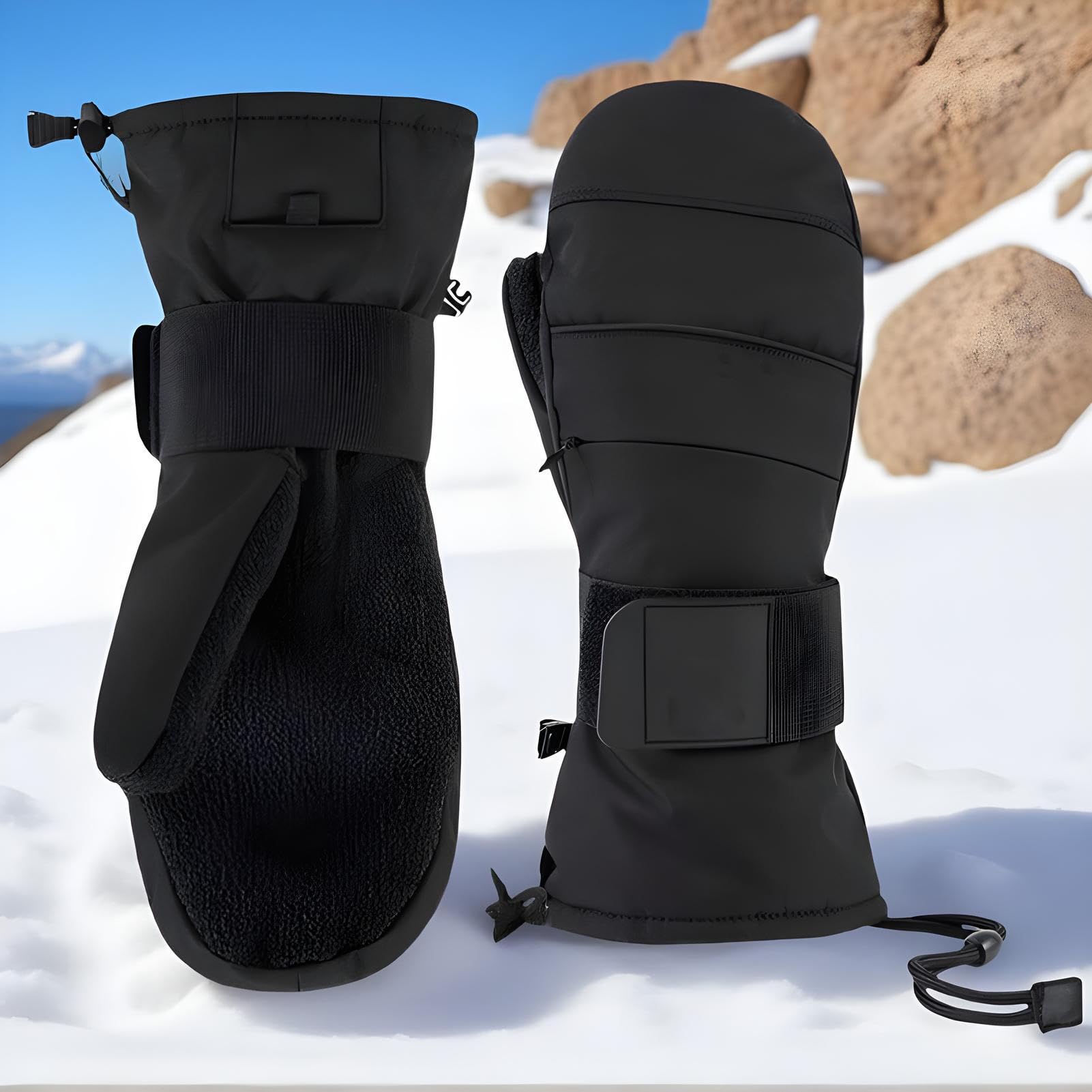 Guanti da moto per tempo freddo, guanti da guida touchscreen, con protezione per il polso e fodera interna in pile, per uomo in inverno, per moto, ciclismo, guida e