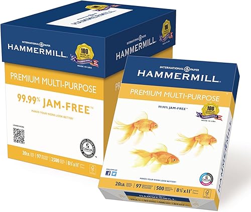Miniatura 3 de Hammermill Premium Multipurpose Laser Impresora de inyección de tinta Fax Copia Papel tamaño de 82inch 12X 11Carta 20lb 500hojas en total