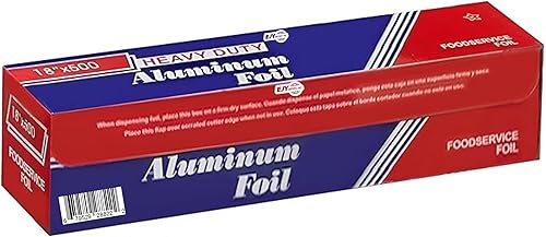 Miniatura 1 de Papel de aluminio resistente de 18 pulgadas x 500 pies, grado comercial para la industria de servicios de alimentos, papel aluminio plateado para