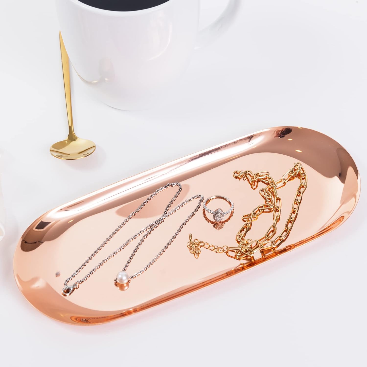 Jewelry Tray | Rose Gold Jewelry Organizer that Makes a Great Jewelry Stand & Storage Holder for Rings Earrings Bracelets & Necklaces by Bureta : Clothing, Shoes & Jewelry