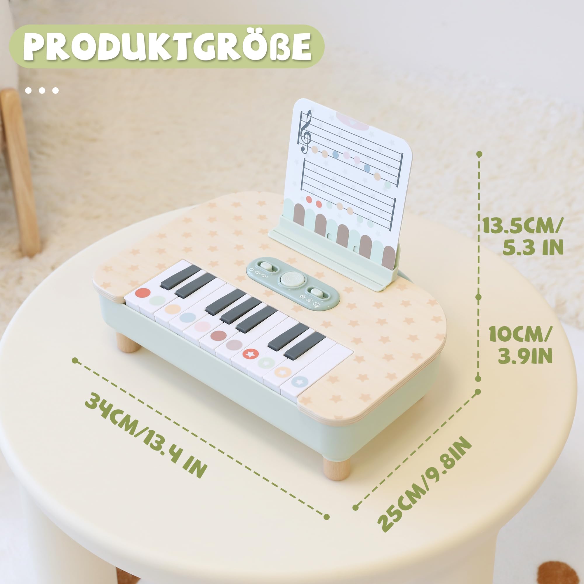 Holz Kinderklavier 18 Tasten Digital, Musikspielzeug für Kleinkinder ab 2 Jahren, Montessori Lernspielzeug Musikinstrument, Geschenk für Jungen und Mädchen