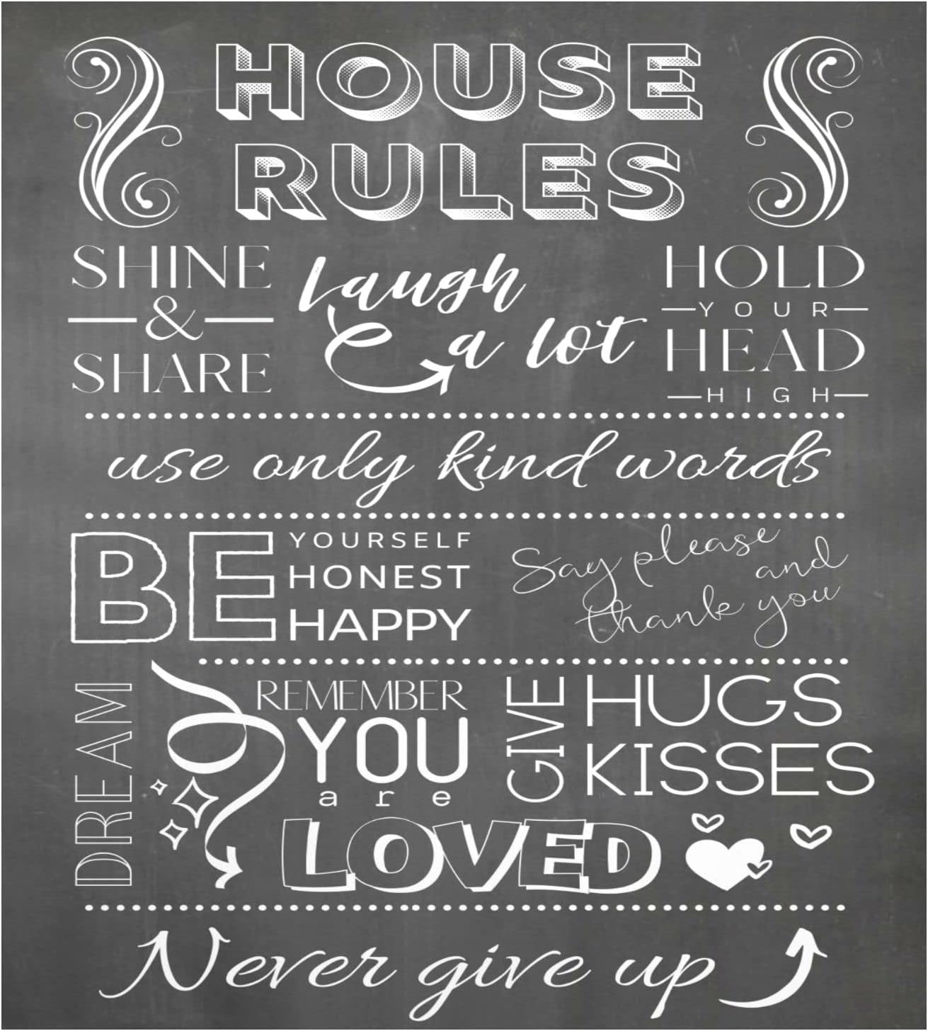 Naanle Dishwasher Magnet Cover House Rules Front Dishwasher Cover Magnetic Home Cabinet Decals Appliances Stickers Refrigerator Decorative 23" x 26"