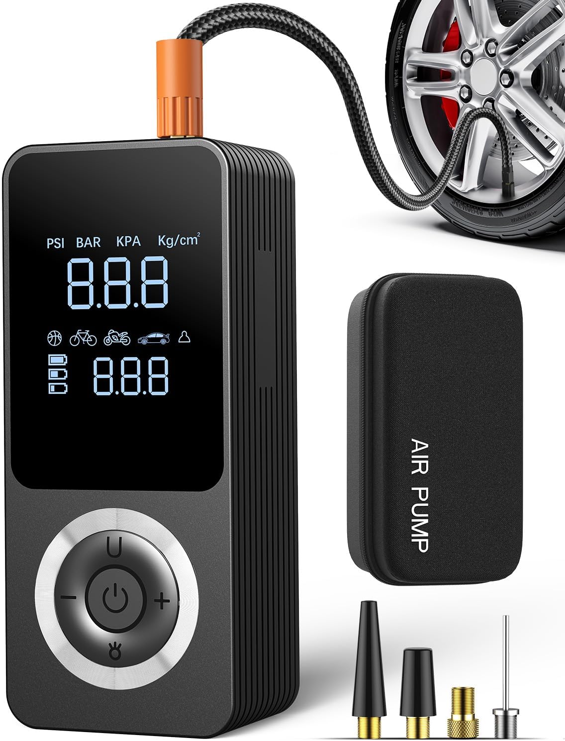 Tire Inflator Portable Air Compressor, Dual Power Supply, Long Runtime, Smart Inflation, Auto Shutoff, All-in-one Box