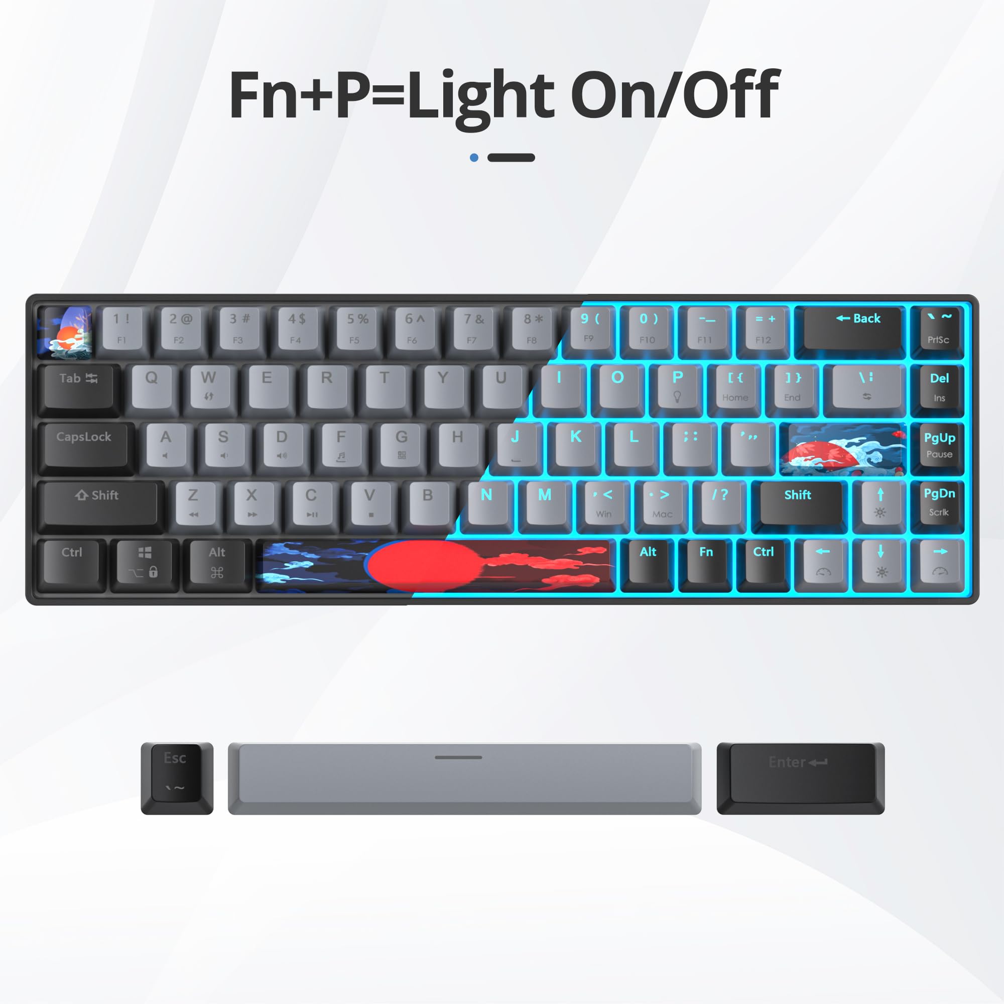 surmen Tastiera meccanica da gioco con cavo al 60%, retroilluminata a 68 tasti, ultra compatta, 60%, con interruttore rosso lineare per PC/Mac, dattilografi (68 Dolch)
