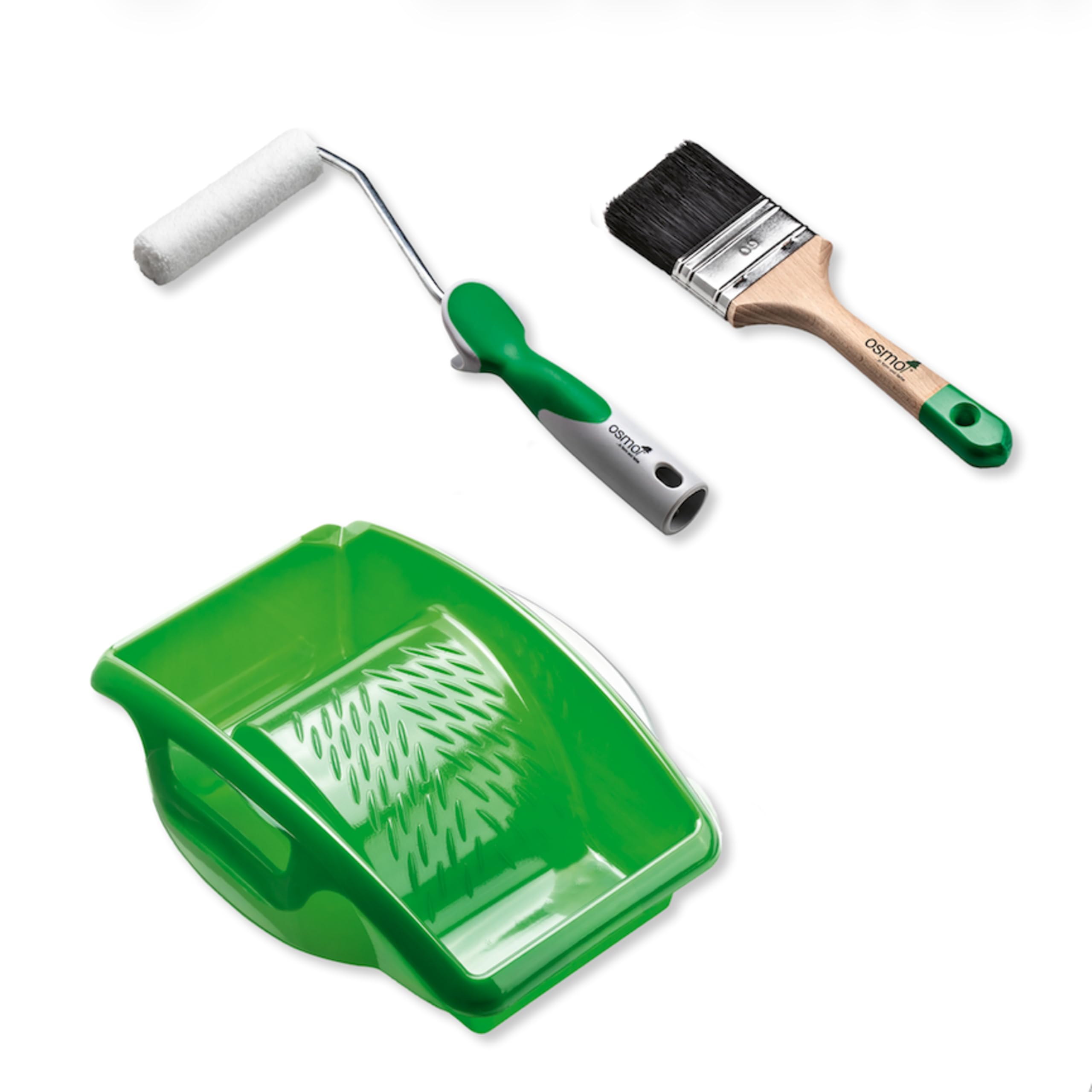 Osmo Roller & Brush Set – 100mm Microfibre Mini Roller Set with 60mm Soft Tip Paint Brush for Wood Oils & Interior Finishes – Includes Tray & Inserts – Ideal for Edges, Corners & Small Areas