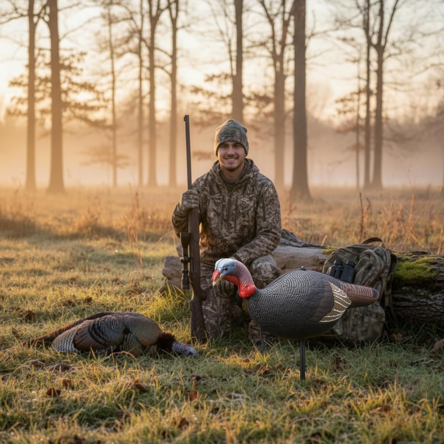 Thenshop Collapsible Turkey Decoy for Hunting - Durable Realistic Lifelike Lightweight Standing Hunting Decoy with Stake for Field Forest Wood Ground Outdoor