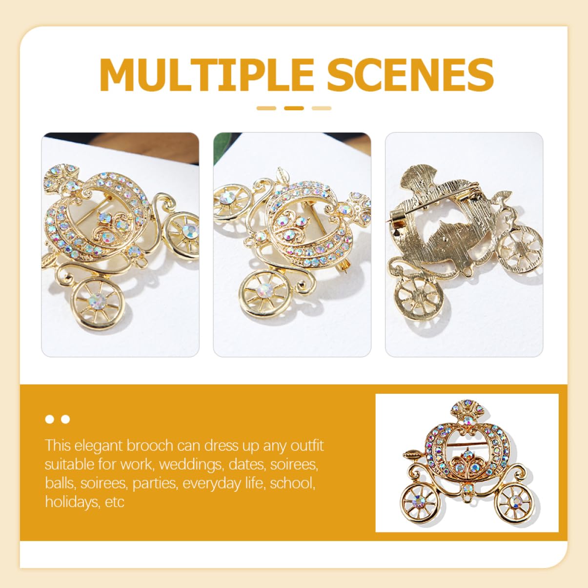 LIFKOME Pumpkin Carriage Brosche Damen Vintage Schmuck mit Bunten Strasssteinen für Kleidung Schals und Hüte für Besondere Anlässe Wie Geburtstage und Hochzeiten