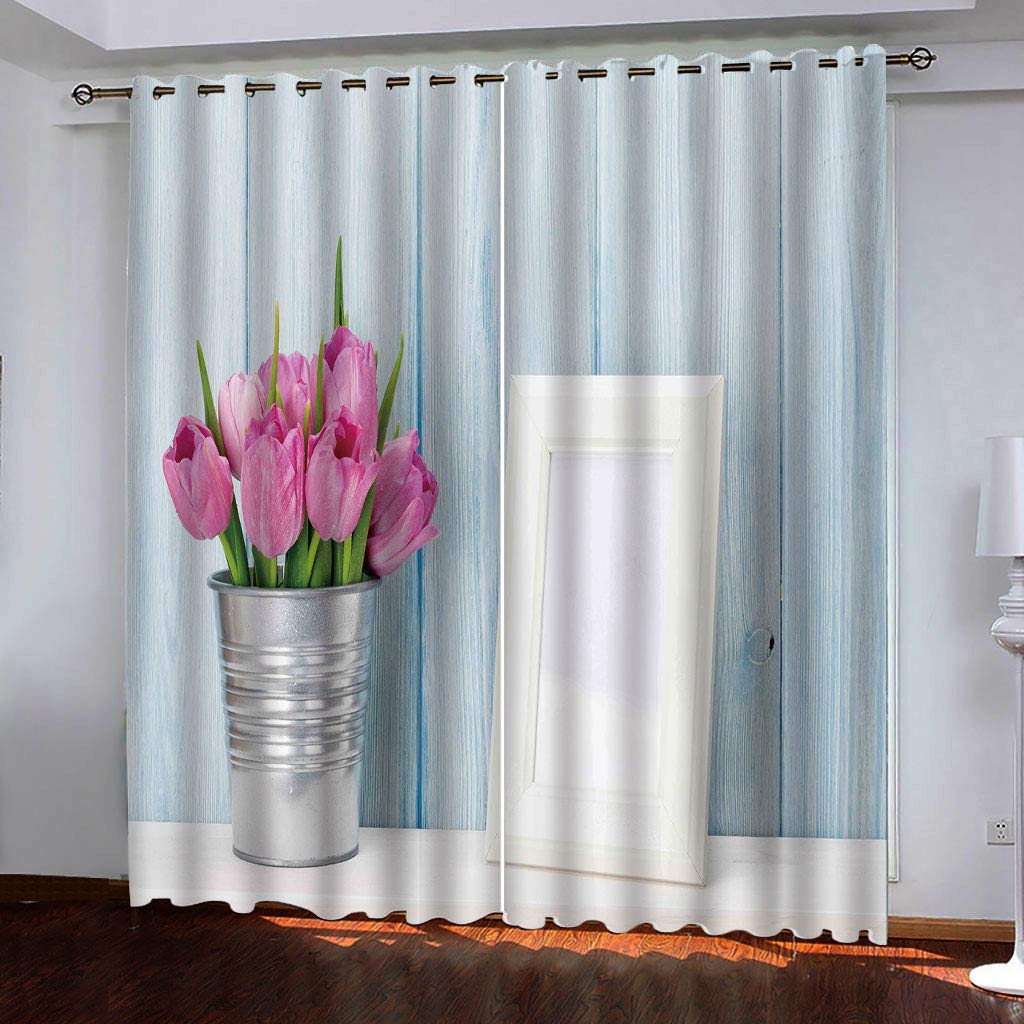 Rideaux occultants à oeillets 140x290 cm couleur tulipe en lot de 2 pièces