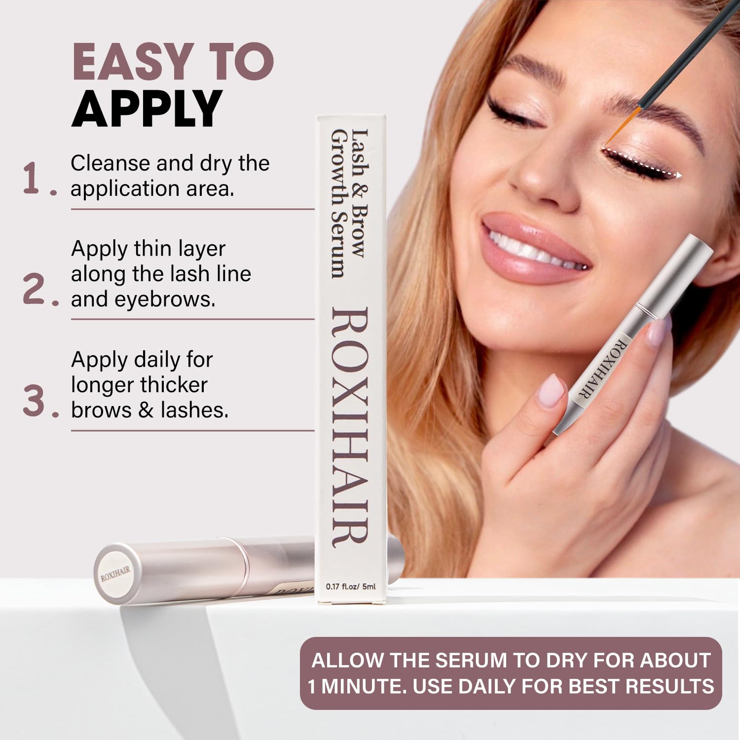 Dissolving Advanced Lash & Brow Serum - 5ml EyeLash for Eyelash Growth with Biotin, Extra Strength Formula, Fast Noticeable Results, Eyebrow Growth for Women & Men - Image 3