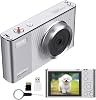 Digital Camera 4K 72MP with 2.8 LCD Screen,16X Digital Zoom, Compact Portable Vlogging Camera with 32GB SD Card for Beginner Photography. (Silver)