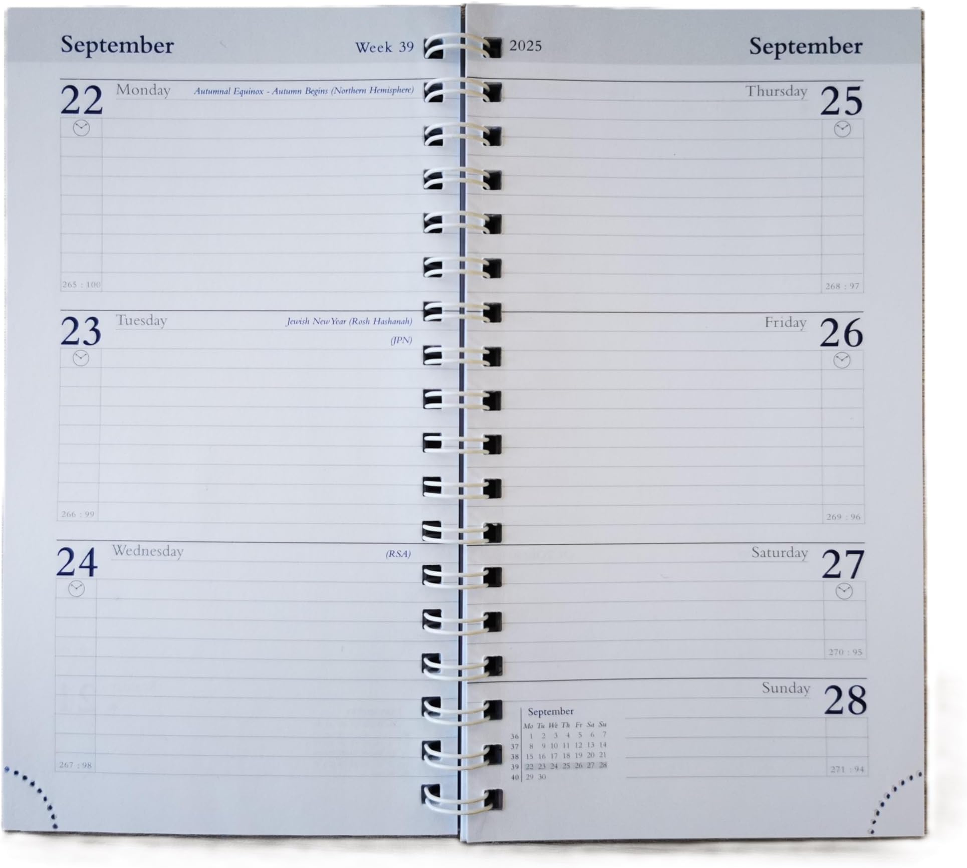 2025 White Paper Senator (13 month) Pocket Diary Insert/Refill - Week to View - (INN - White)