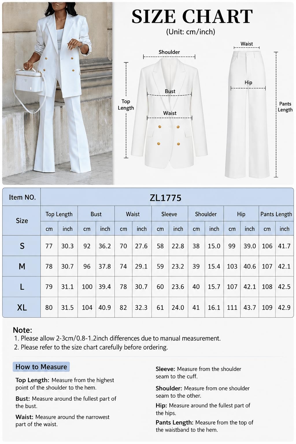 Ensemble Blazer Croisé Pour Femme 2 Pièces : Veste À Manches Longues Et Pantalon Évasé Tenue Formelle Et Décontractée Idéale Pour Le Bureau