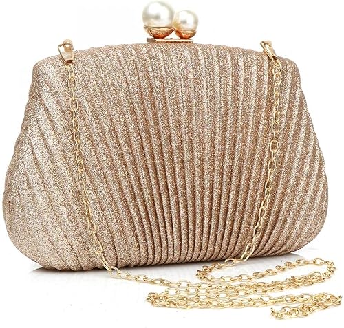 Miniatura 3 de Bolsos de mano para mujer elegantes perlas de noche para boda cóctel fiesta bolso de mano Negro, Oro, Rosa/Rebel Fun., Plateado