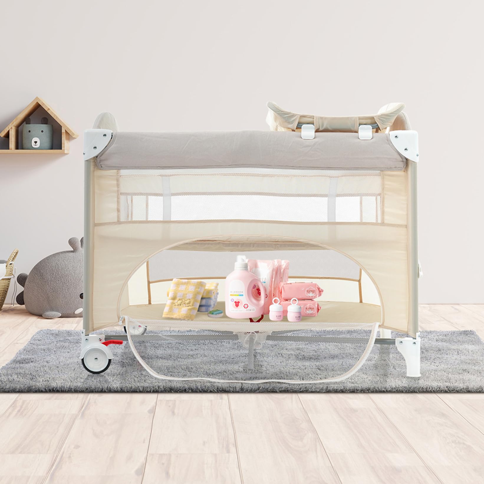 開封済/未使用】Kennkari B型 ベビーベッド ダークグレー 123cm 開封済