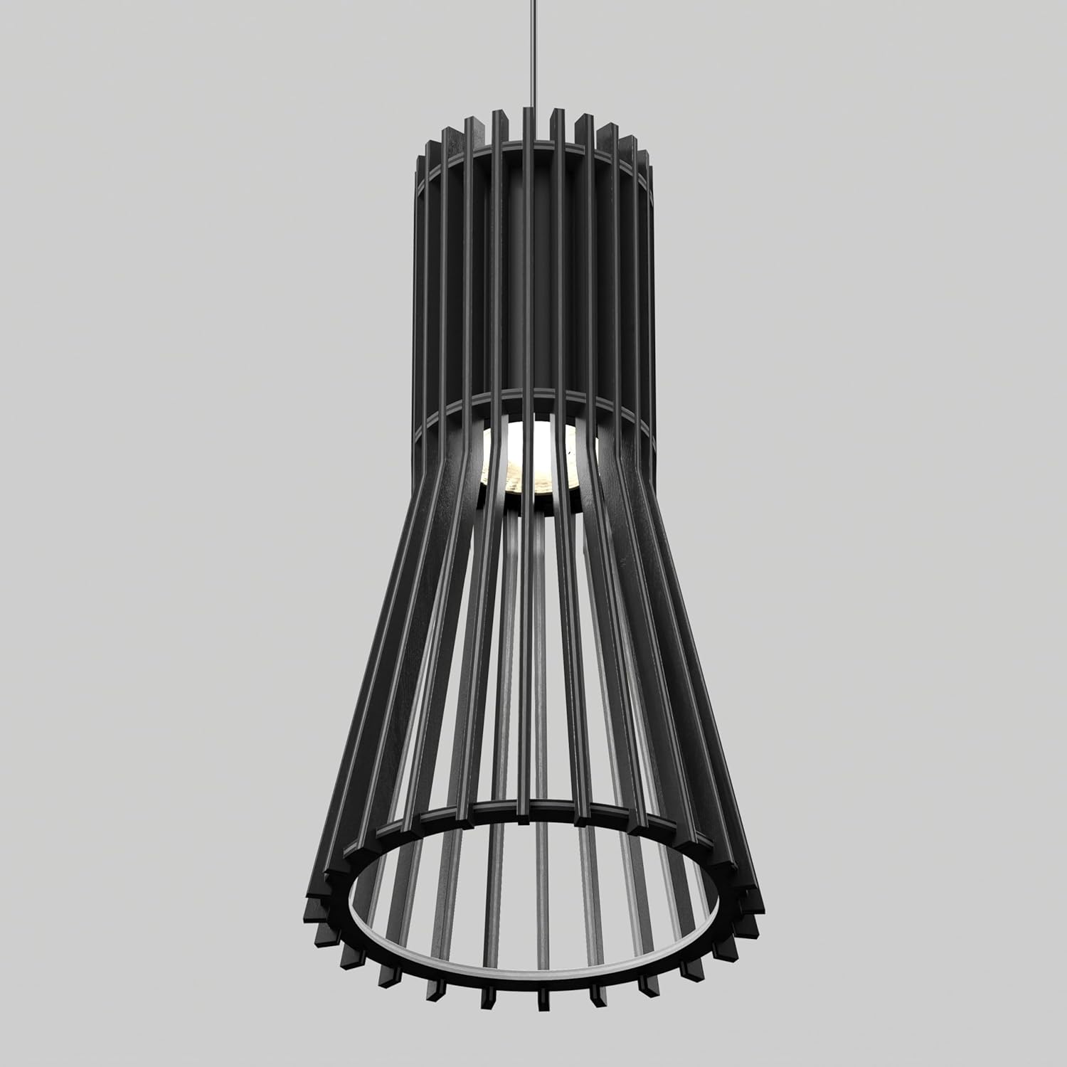 artika Kiyo Pendant Light – Modern Matte Black Wood Hanging Light – Dimmable LED with Selectable White (3000K/4000K/5000K), 18W (1400 Lumens) – Adjustable Height Indoor Fixture