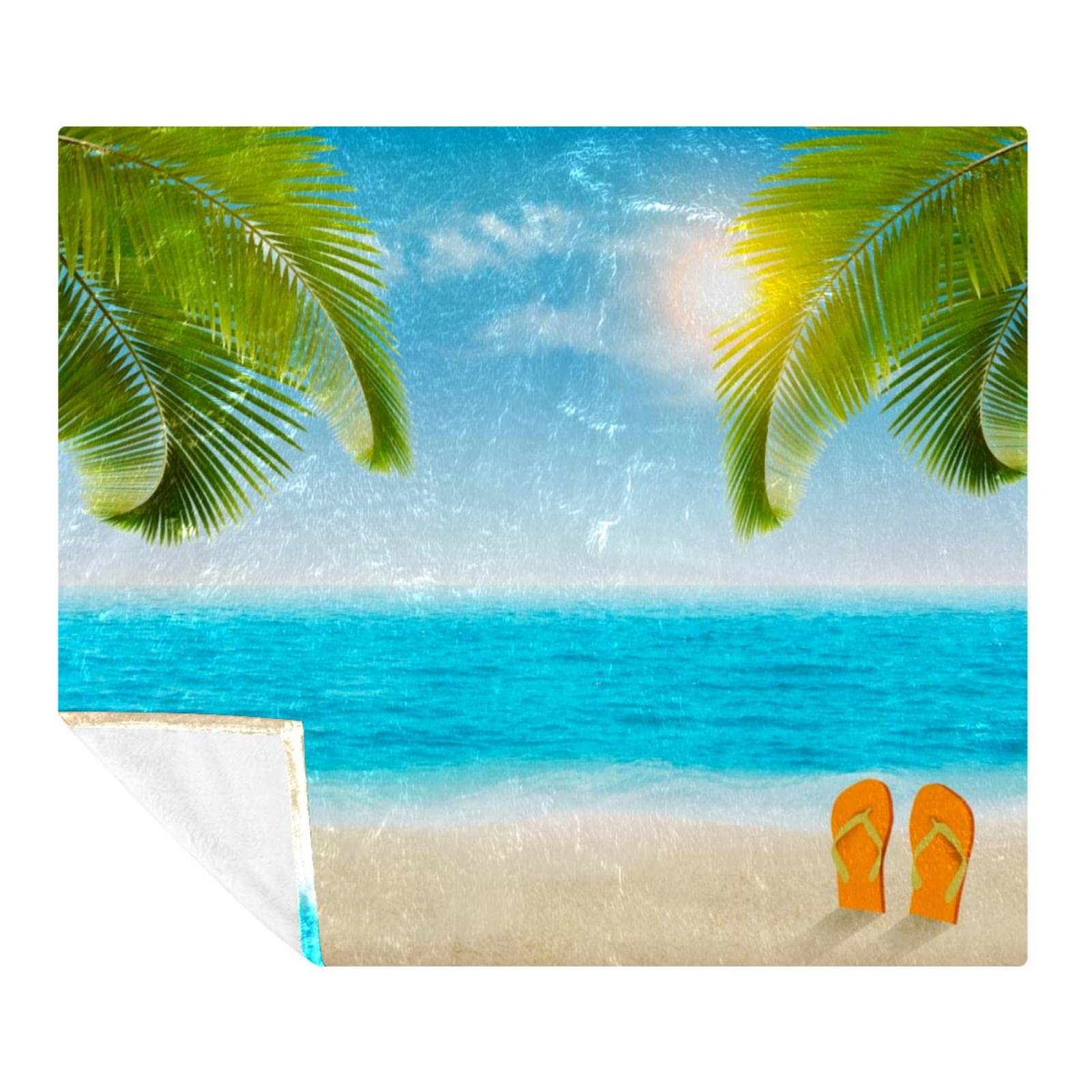 Couverture polaire de literie plage et cocotiers pour vos soirées