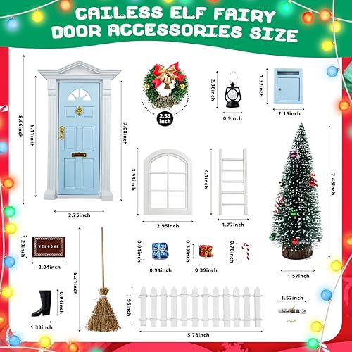 Miniatura 3 de CAILESS Kit de puerta de casa de muñecas 19 piezas de puerta de hadas en miniatura con árbol de Navidad y mini accesorios de Navidad puerta de