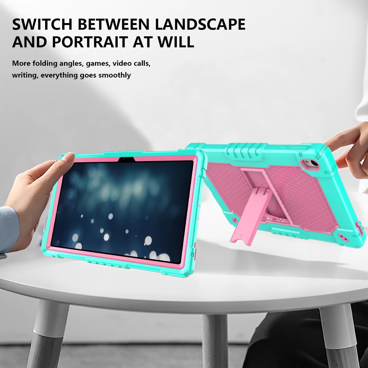Case for Onn 10.1" Tablet Case (2024 Model / 100135925) Heavy Duty Built in Stand Hard Back Shell Protective Case with Screen Protector for Onn. 10.1" 4 Gen 2024 Tablet (Green/Pink/1 PC)