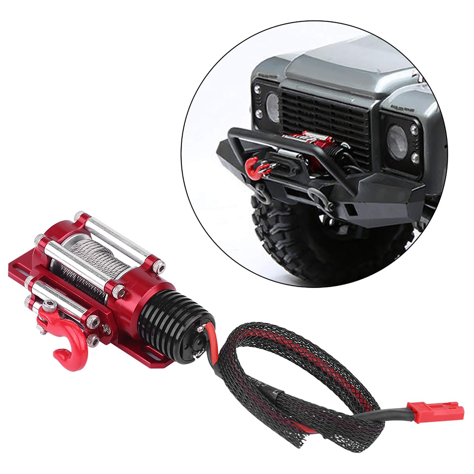 Demeras Verricello RC con Telecomando, Accessorio per Auto cingolato con verricello Elettrico in Metallo in Scala 1/10