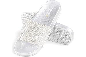 Women's Bling Flat Platform Slippers: Crystal Rhinestone Sandals for Bedroom, House, and Shower