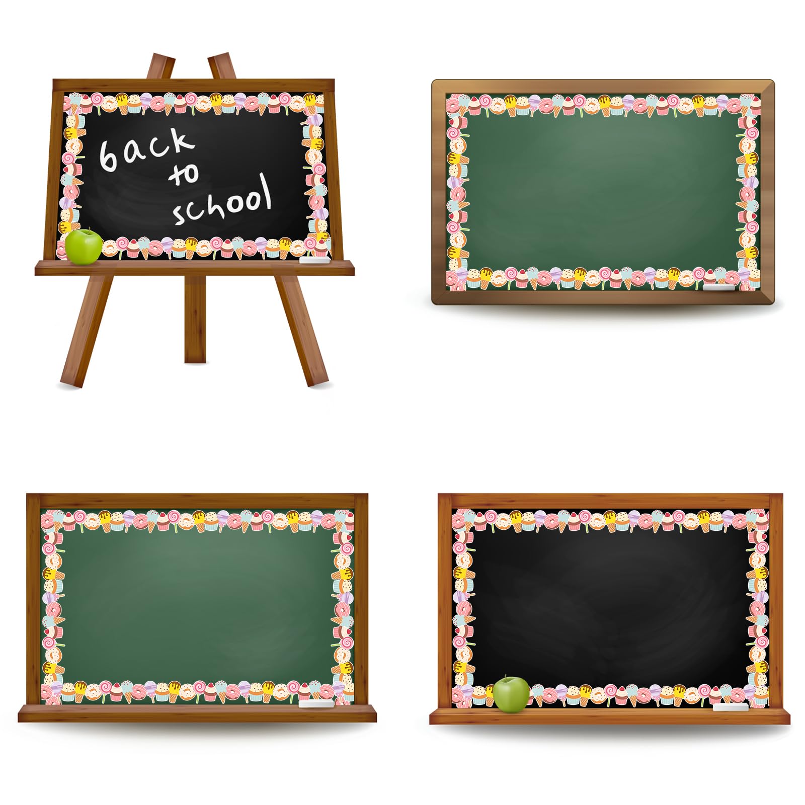 Whaline 32.8ft Summer Dessert Bulletin Board Border – Pastel Ice Cream, Cake & Donut Die-Cut Rolled Trim