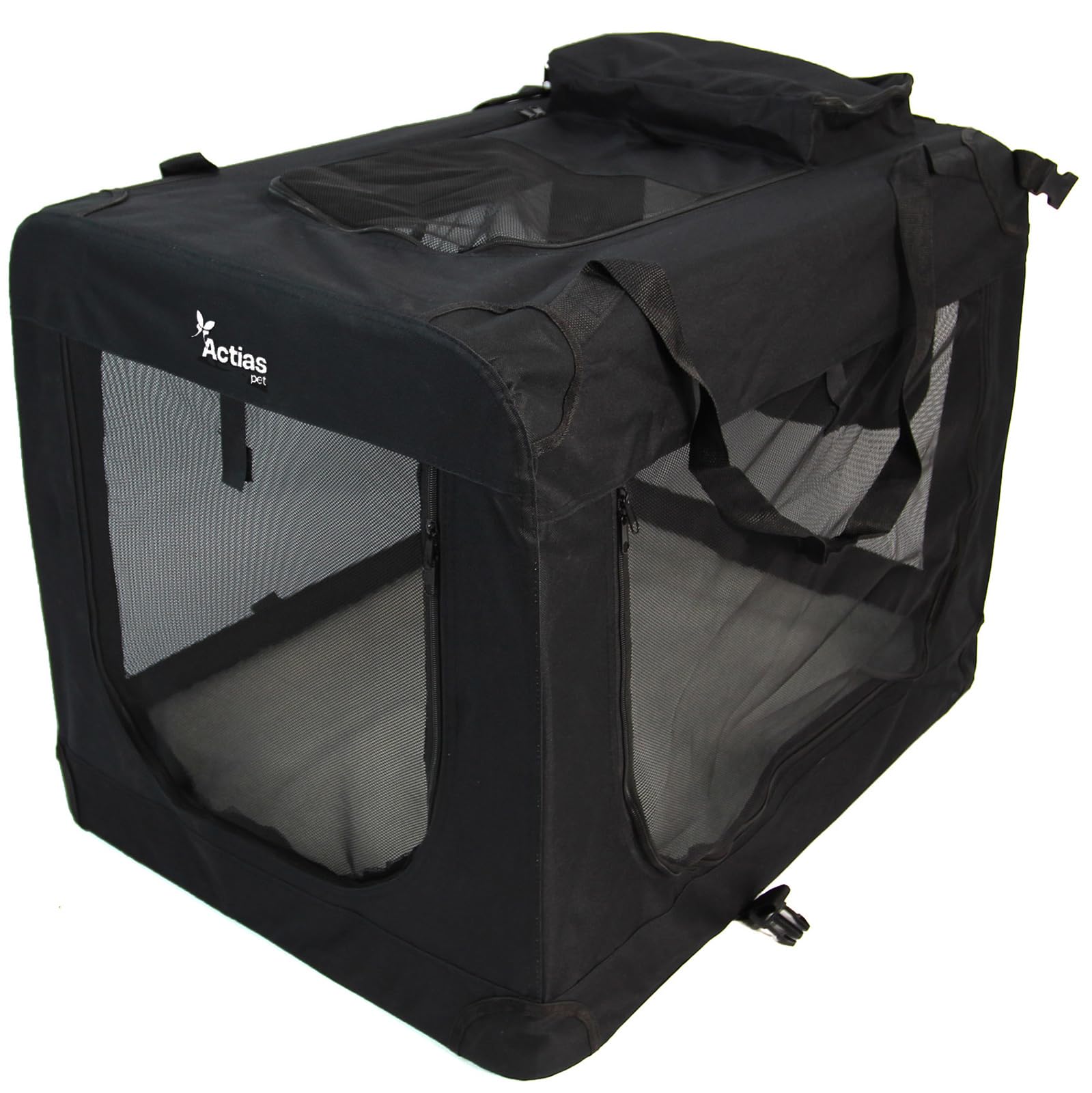 Actiaspet Fabric Pet Carrier Crate – Soft-Sided Travel Kennel for Dogs, Cats & Puppies – Foldable with Faux Sheepskin Bed, Mesh Windows, Treat Bag