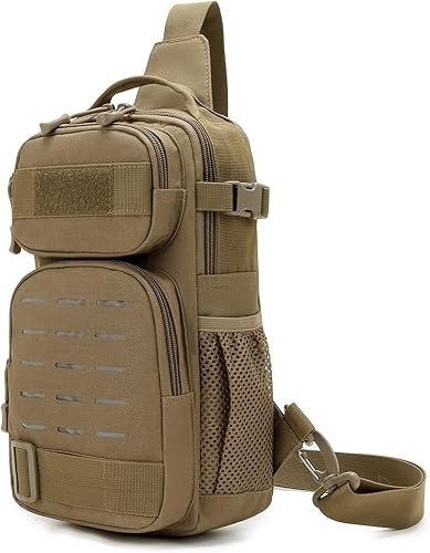 BAIGIO Mochila táctica de pecho estilo militar, mochila para hombre MOLLE con una correa con soporte para hervidor