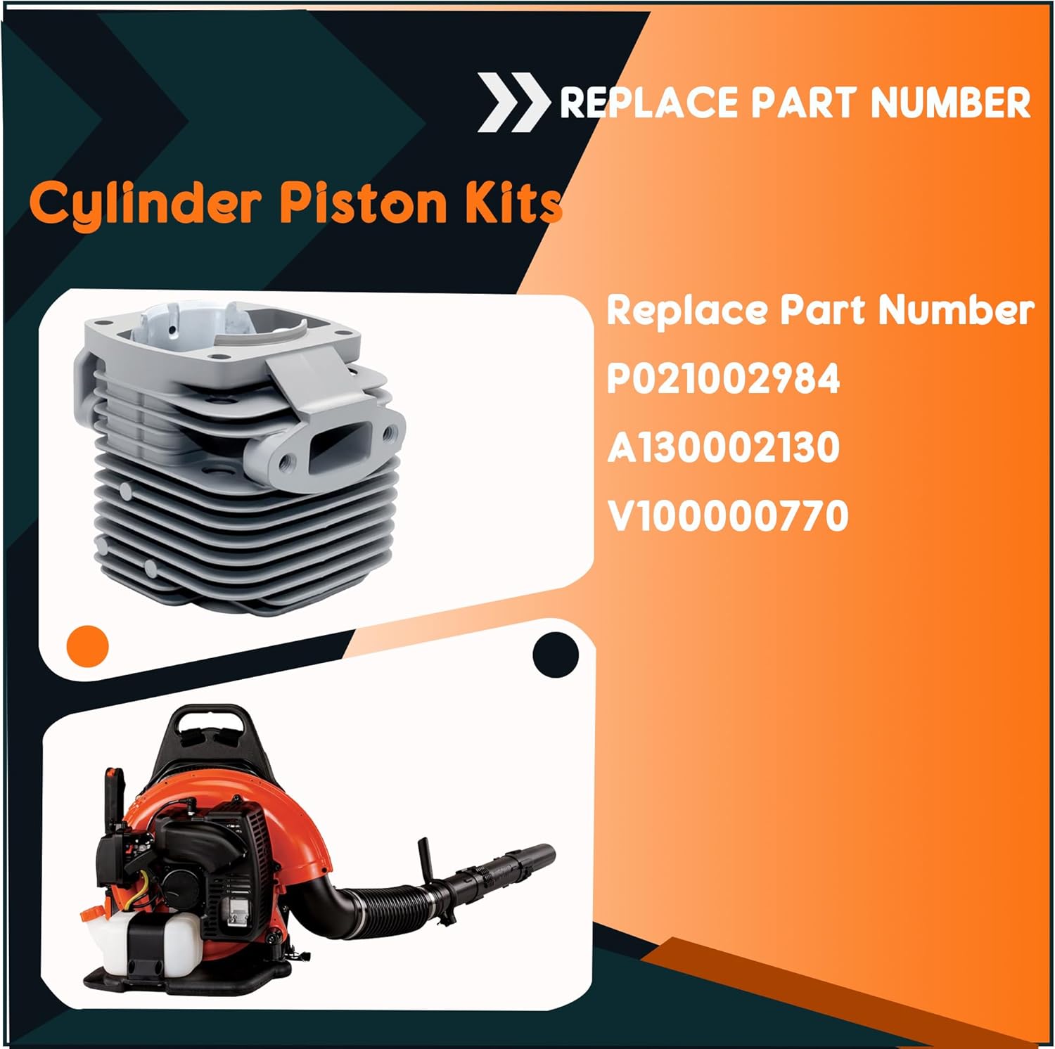Cylinder Piston Kit Compatible with Echo Backpack Blower PB-770 PB-770H PB-770T, Replaces P021002984 A130002130 V100000770