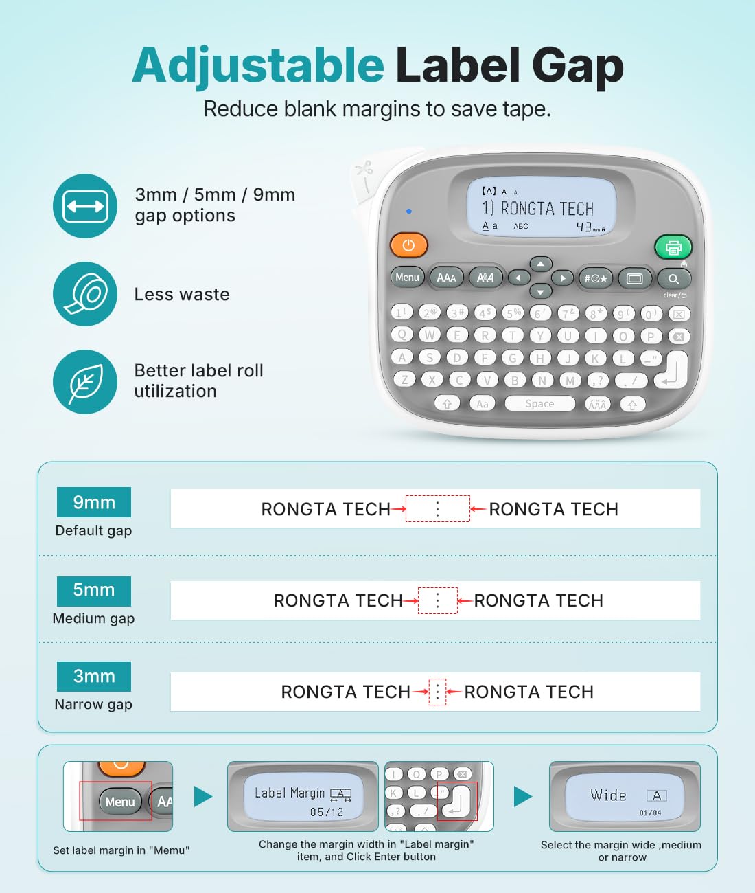 Rongta Máquina etiquetadora TM95, teclado QWERTY, etiquetadora portátil de