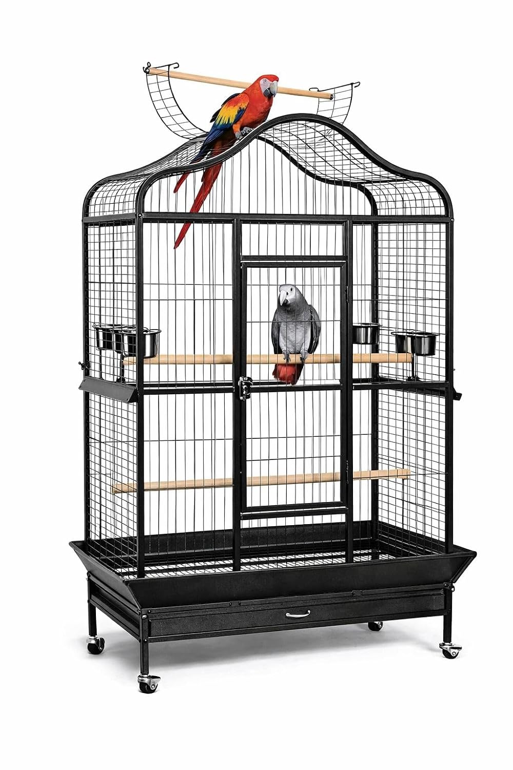 CENTRAL FISH AQUARIUM Foldable Metal Bird Cage with Stand, Wheel with 3 Steel Cups, 3 Perch and Tray for Macaw, Green Parr... - Review, Price and Buying Guide