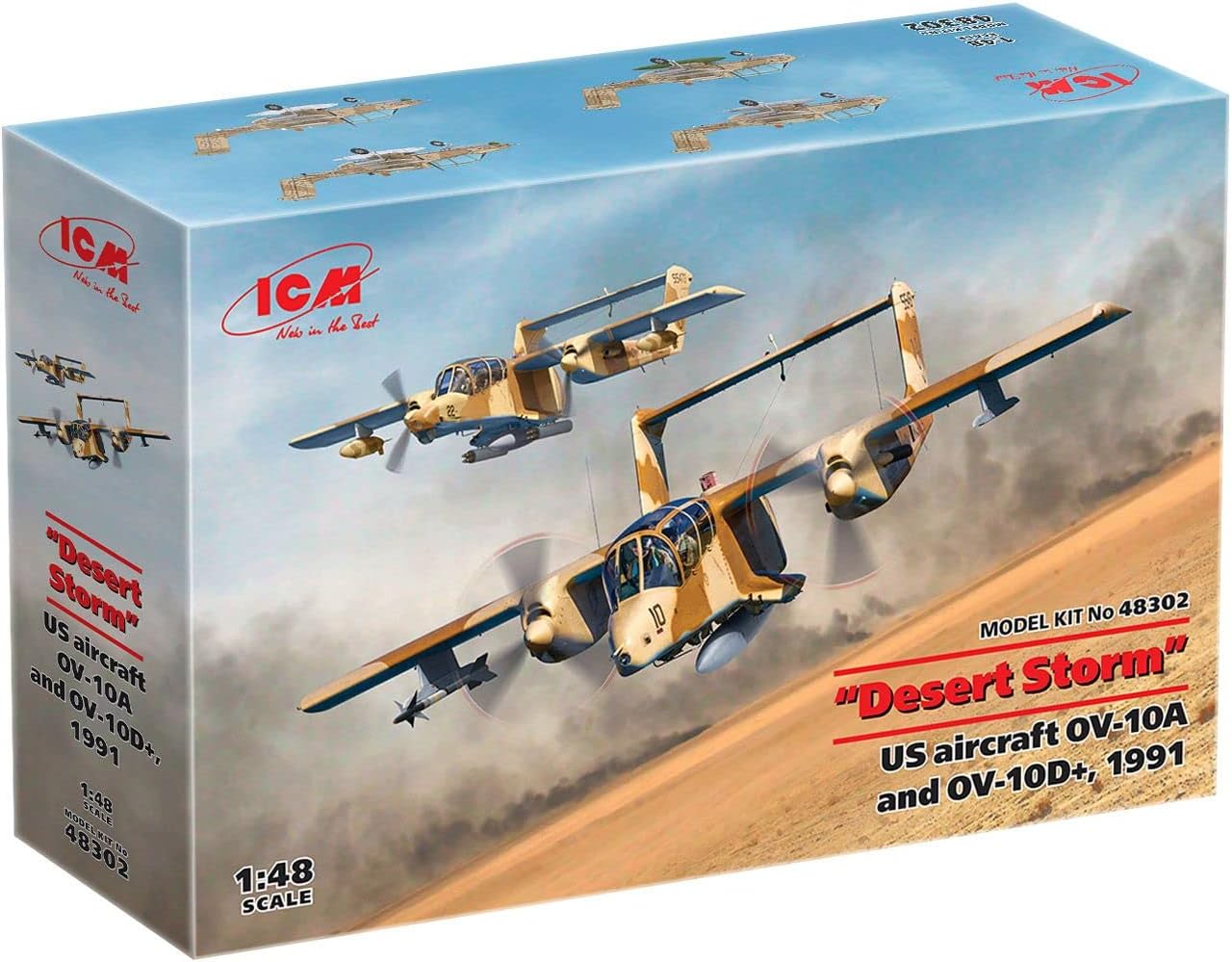 ICM 48302 Plastic Model Airplane Kit ‘Desert Storm’ - US Aircraft Bronco OV-10A and OV-10D+, 1991, Military Aircraft Model - Scale 1:48