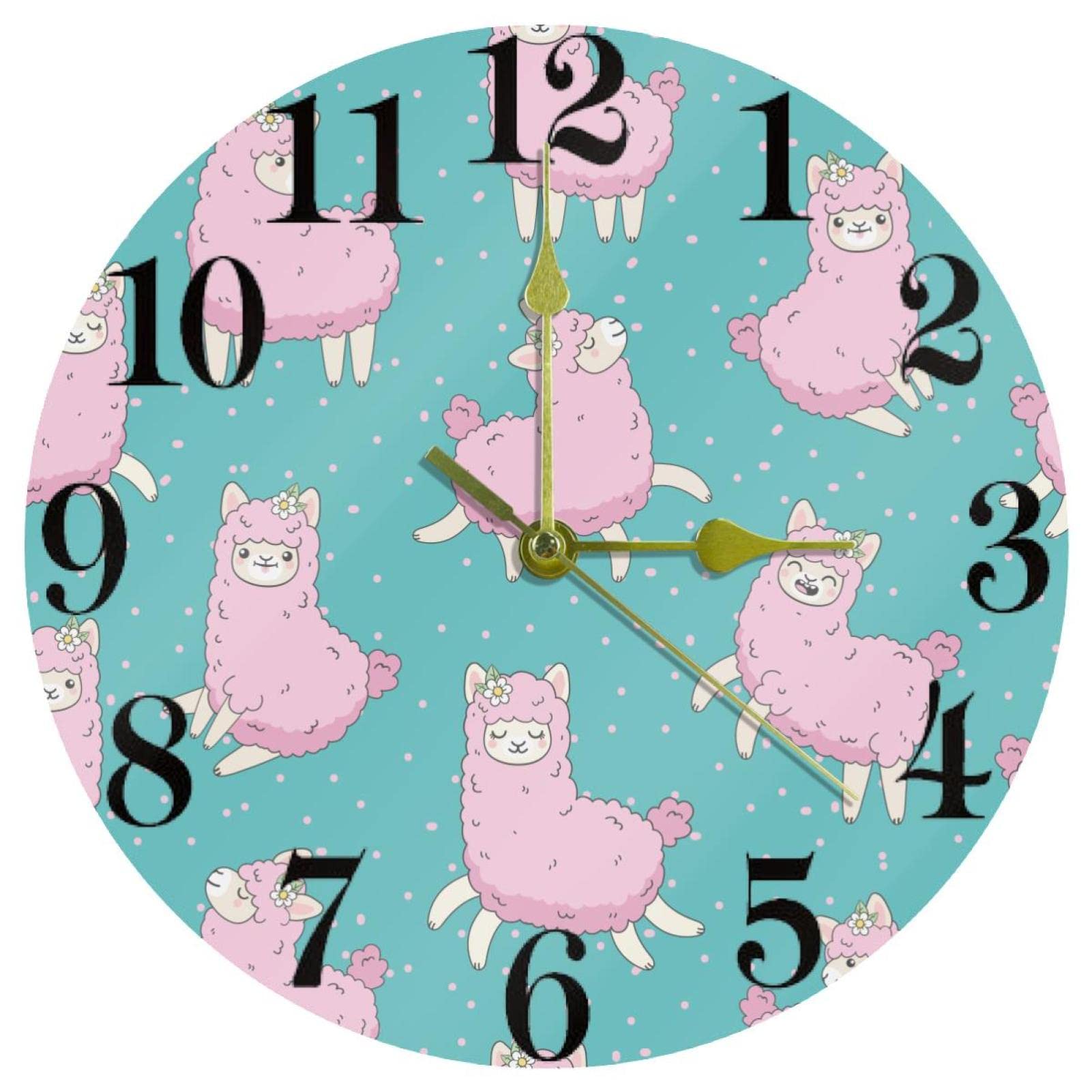 Horloge murale pour cuisine et maison motif mouton rose décoration ludique et calme