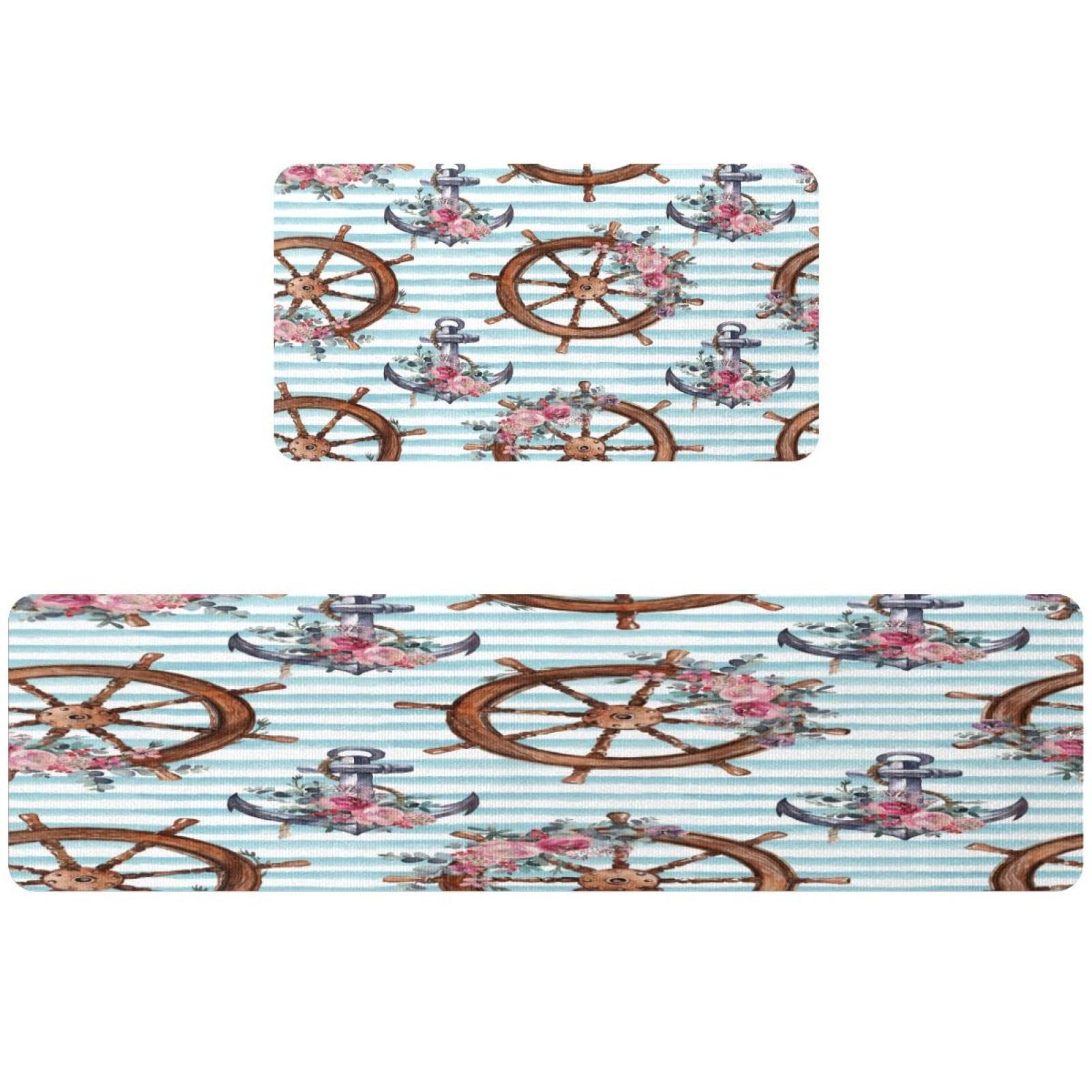 Alfombrillas de cocina antideslizantes lavables y alfombra absorbente floral VAPOKF