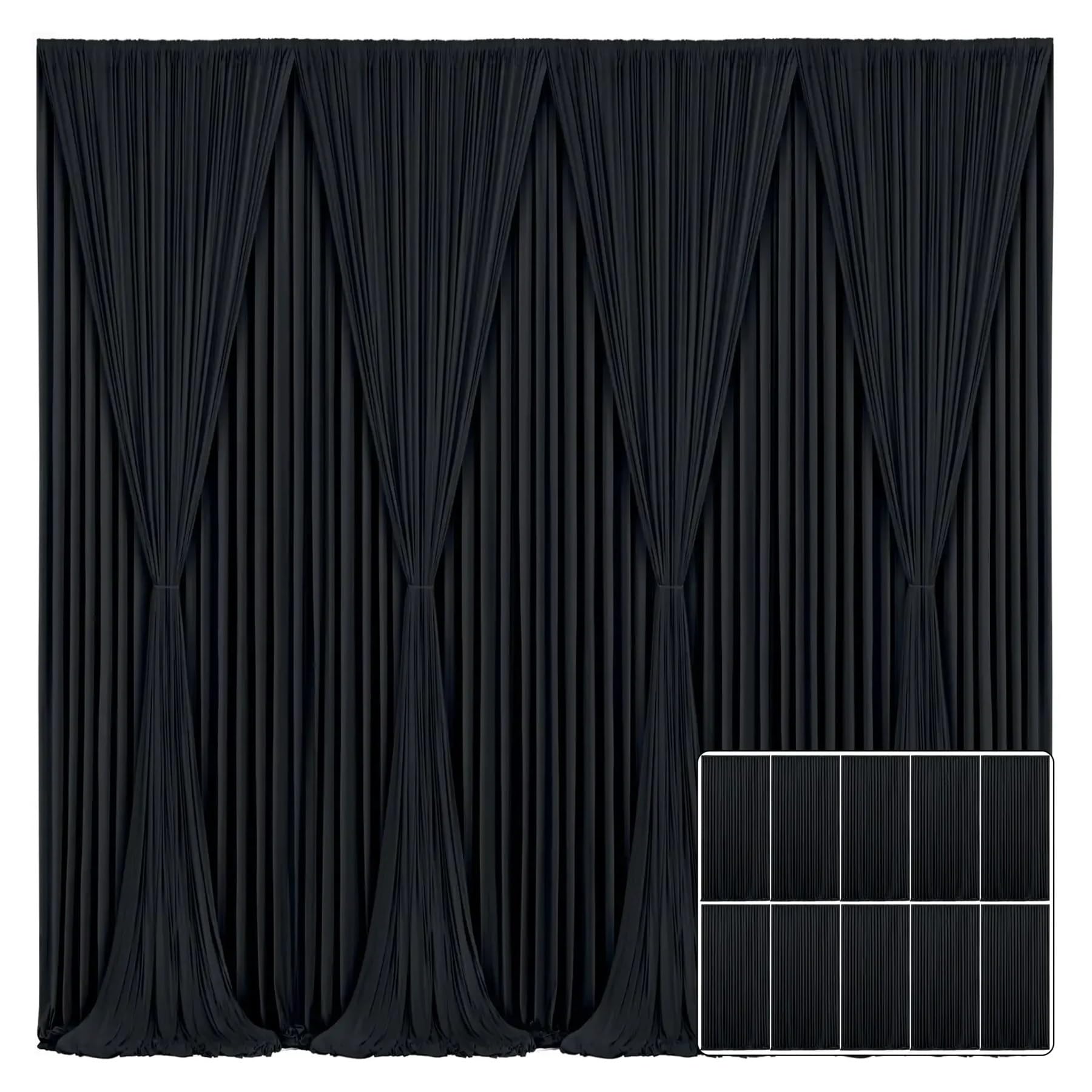 Rideau d'arrière-Plan for fête de Mariage, 2 pièces, sans Plis, for Photo, décoration en Tissu for fête de Mariage pour Les Anniversaires, Les Fêtes De Mariage(Black,2PCS 150x300cm)