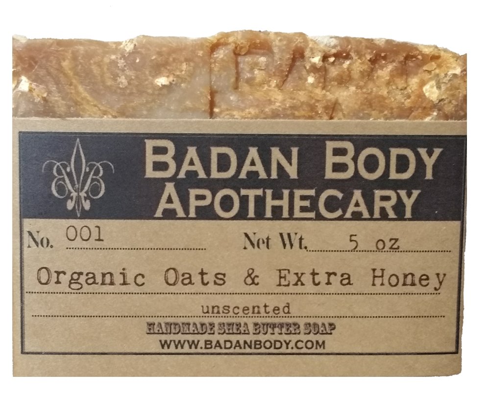 Badan Body Organic Oats and Raw Manuka Honey Handmade Sensitive Skin Shea Butter Soap, 5oz Bar (Natural, 1 Bar Pack)