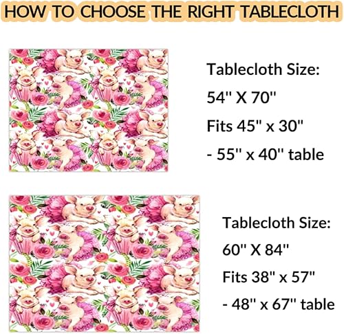 Miniatura 7 de bisibuy Mantel rectangular con diseño de flores de cerdo, resistente a las manchas y a las arrugas, a prueba de derrames, impermeable, tejido de