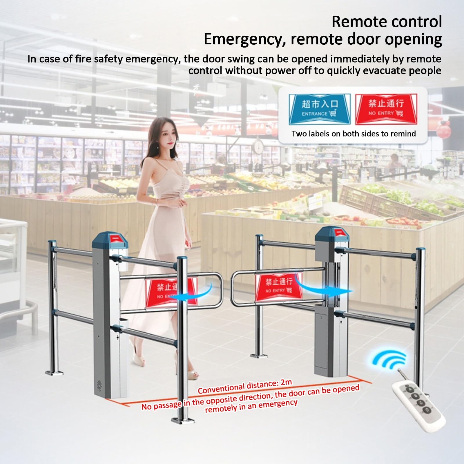 Cancello automatico dell'oscillazione dell'acciaio inossidabile per accesso pedonale, supermercati & biblioteche con la trasmissione vocale