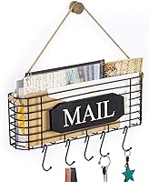 Vista 13 de SRIWATANA Soporte para llaves de correo para pared, organizador de correo, soporte de pared, tamaño pequeño, color negro