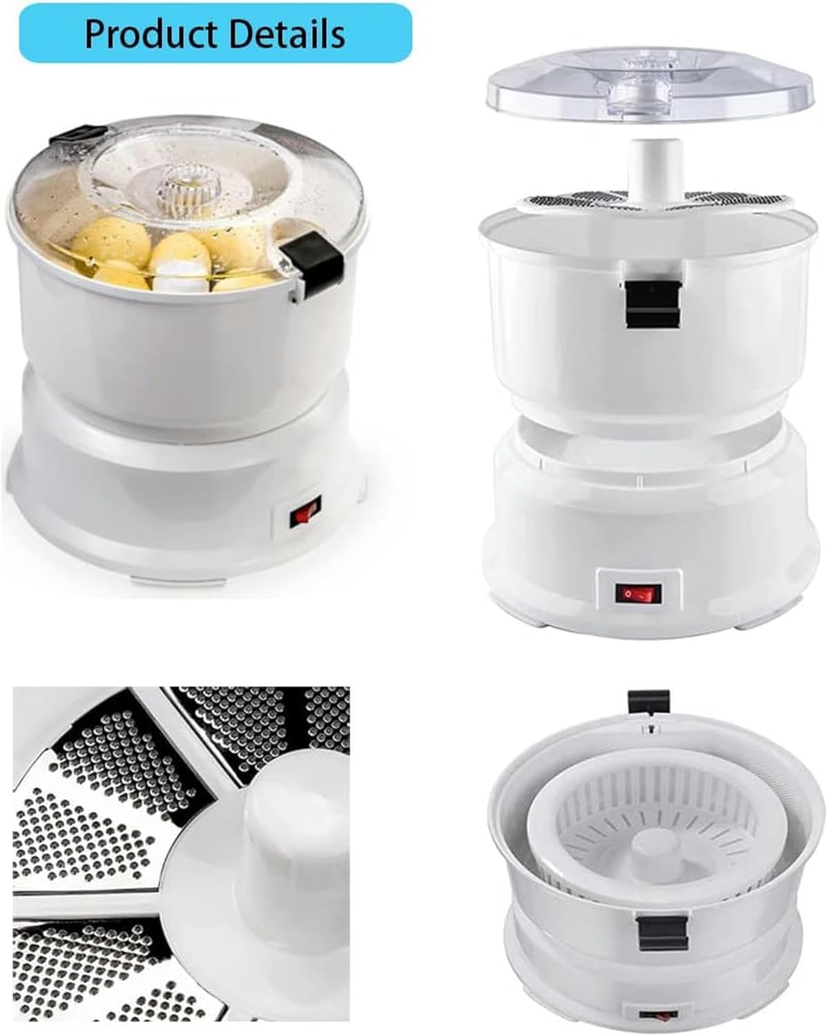 Wzglod Automatic Potato Peeler, Electric Multifunction Dehydrator Peeler Machine, One-Touch Start, Easy to Operate for Kitchen Fruits Vegetables