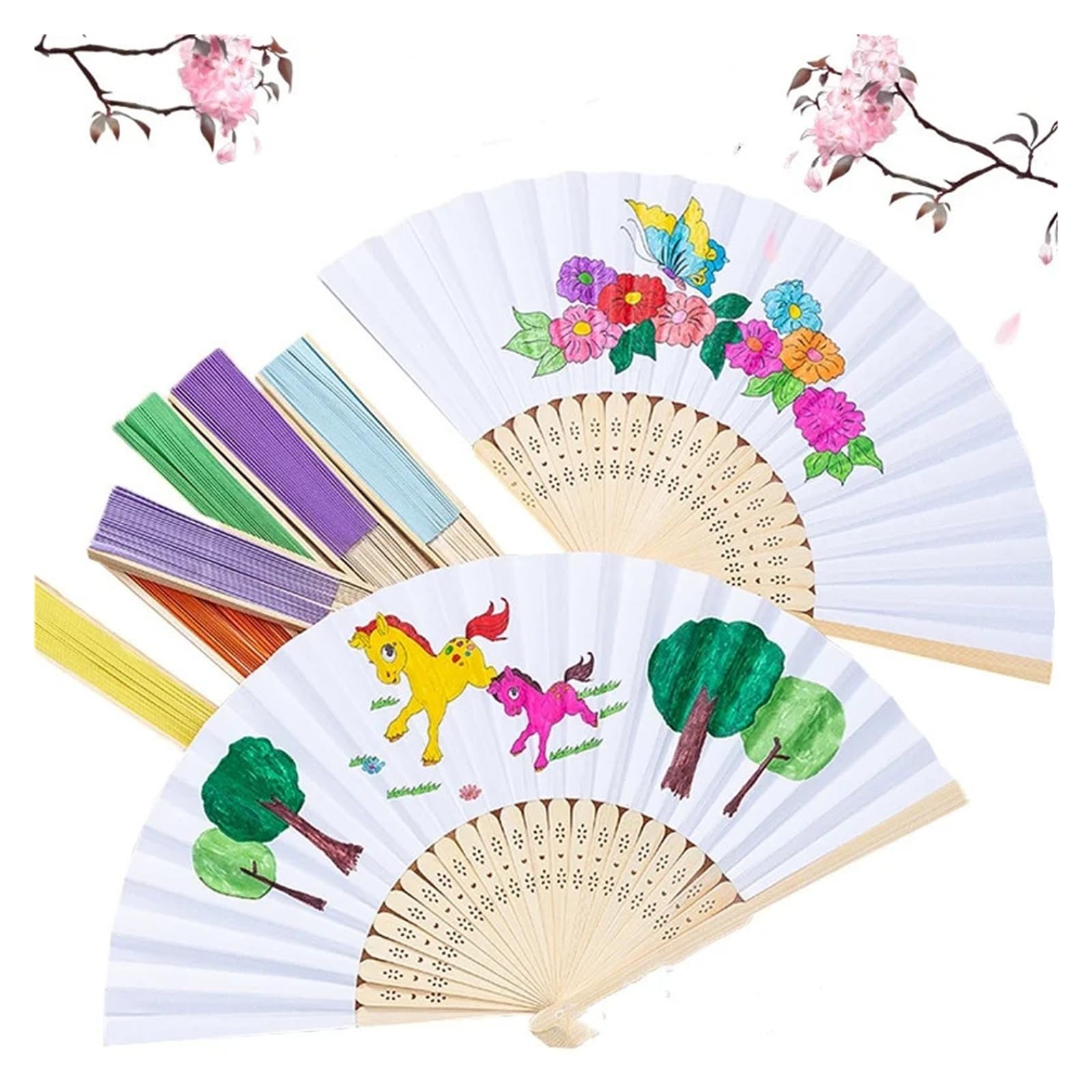 Éventail en Papier Pliable Blanc, 40 Pièces, Cadeaux De Mariage for Invités, Décoration Fête d'anniversaire pour Décorations