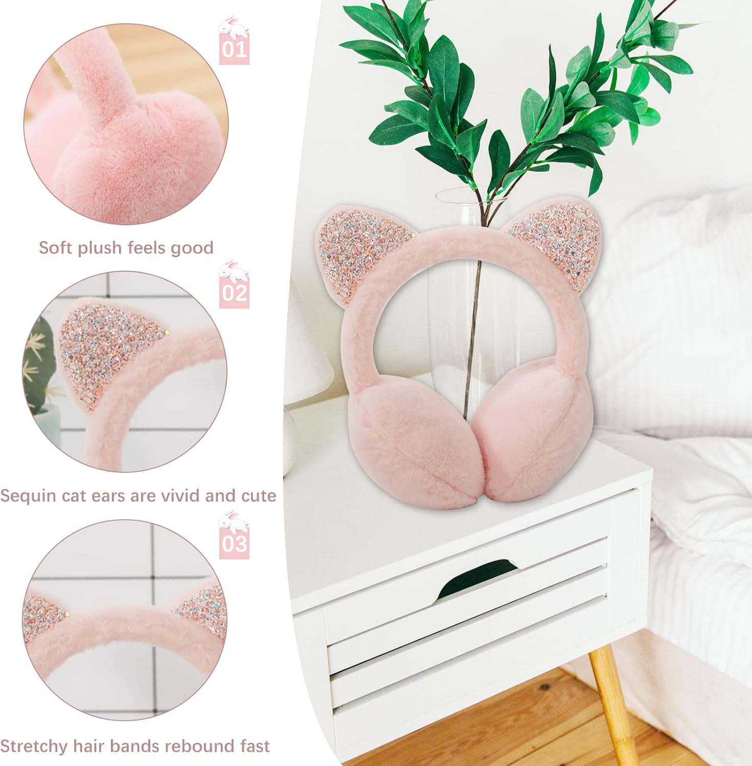 Paraorecchie Invernali Per Bambini Con Orecchie Da Gatto - Morbidi E Caldi, Ideali Per Freddo E Vento - Foto 10