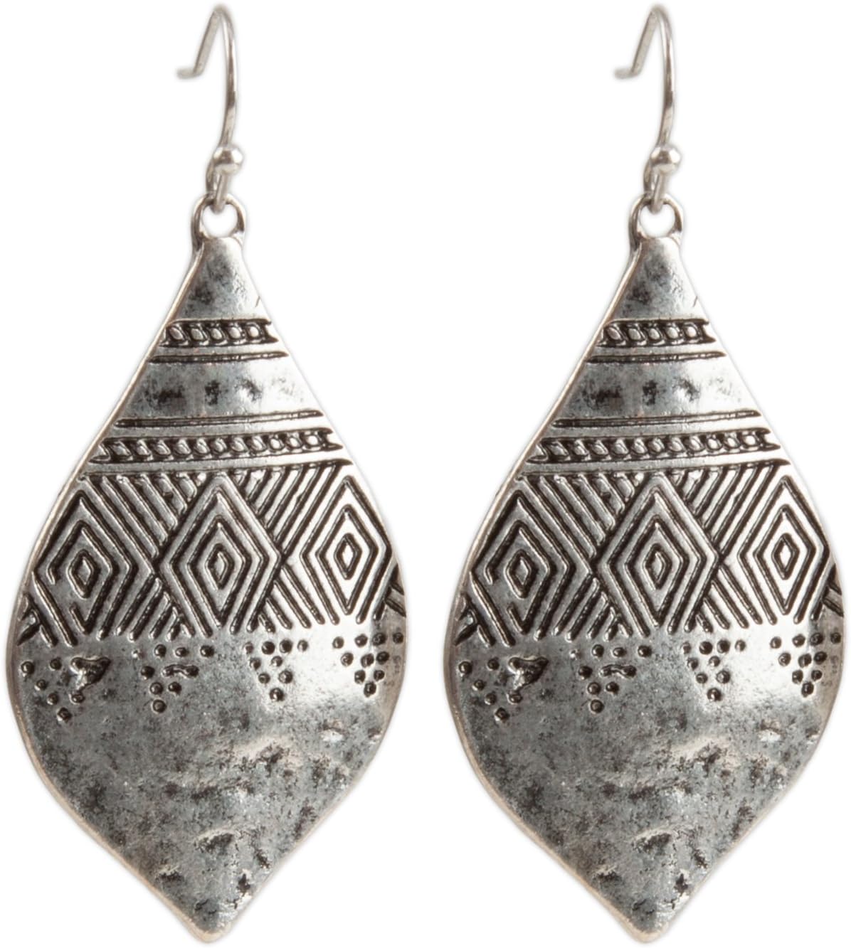 Bohemian Hammered & Engraved Silver Earrings - SPUNKYsoul Collection…