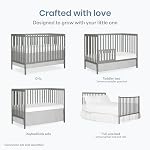Dream On Me Synergy 5-in-1 Convertible Crib in Cool Grey, Greenguard Gold Certified, BSA Certified, 3 Mattress Height Settings, Classic Nursery Furniture