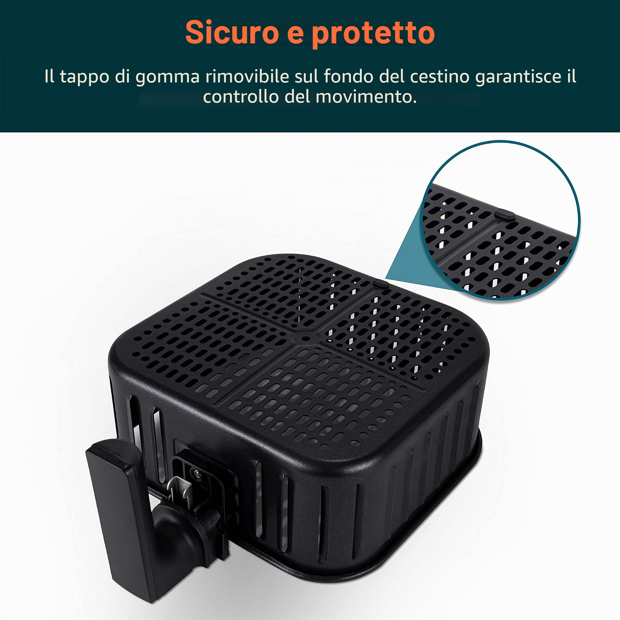 COSORI Cestello di ricambio per friggitrice ad aria, 5,8 l, per friggitrici ad aria CP358 e CS358, cestello antiaderente, lavabile in lavastoviglie, nero