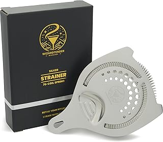 Cocktail Strainer for Drinks | Stainless Steel Bar tools | Ergonomic Hawthorne Strainer for Cocktail Shaker with High-Dense Spring | Silver Bar Strainers | Wizardtender