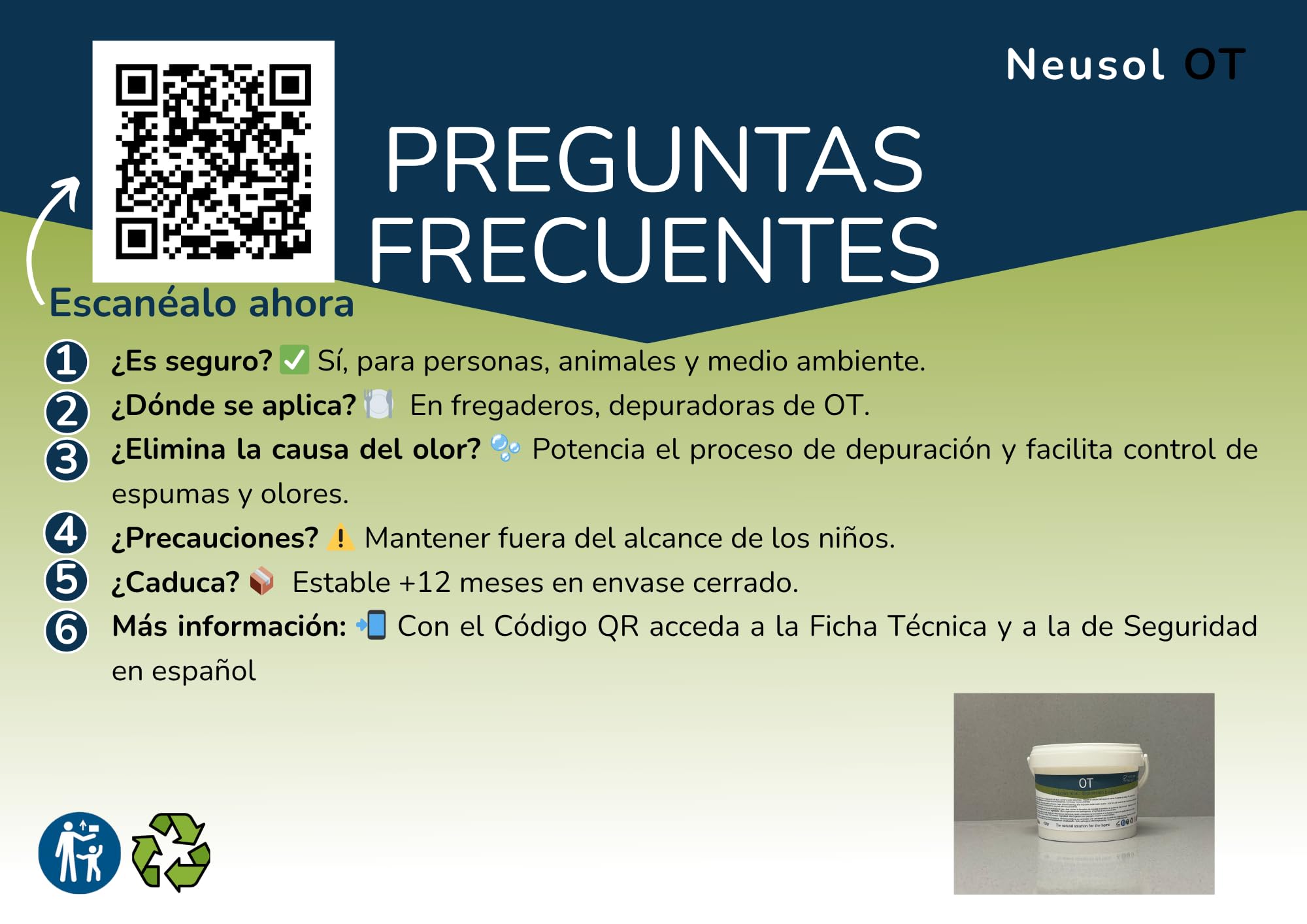 OT - Activador biológico para Depuradora Biológica o de Oxidación Total Reduce fangos espumas olores Mejora Calidad del Agua de Salida para riego o Limpieza de Exteriores