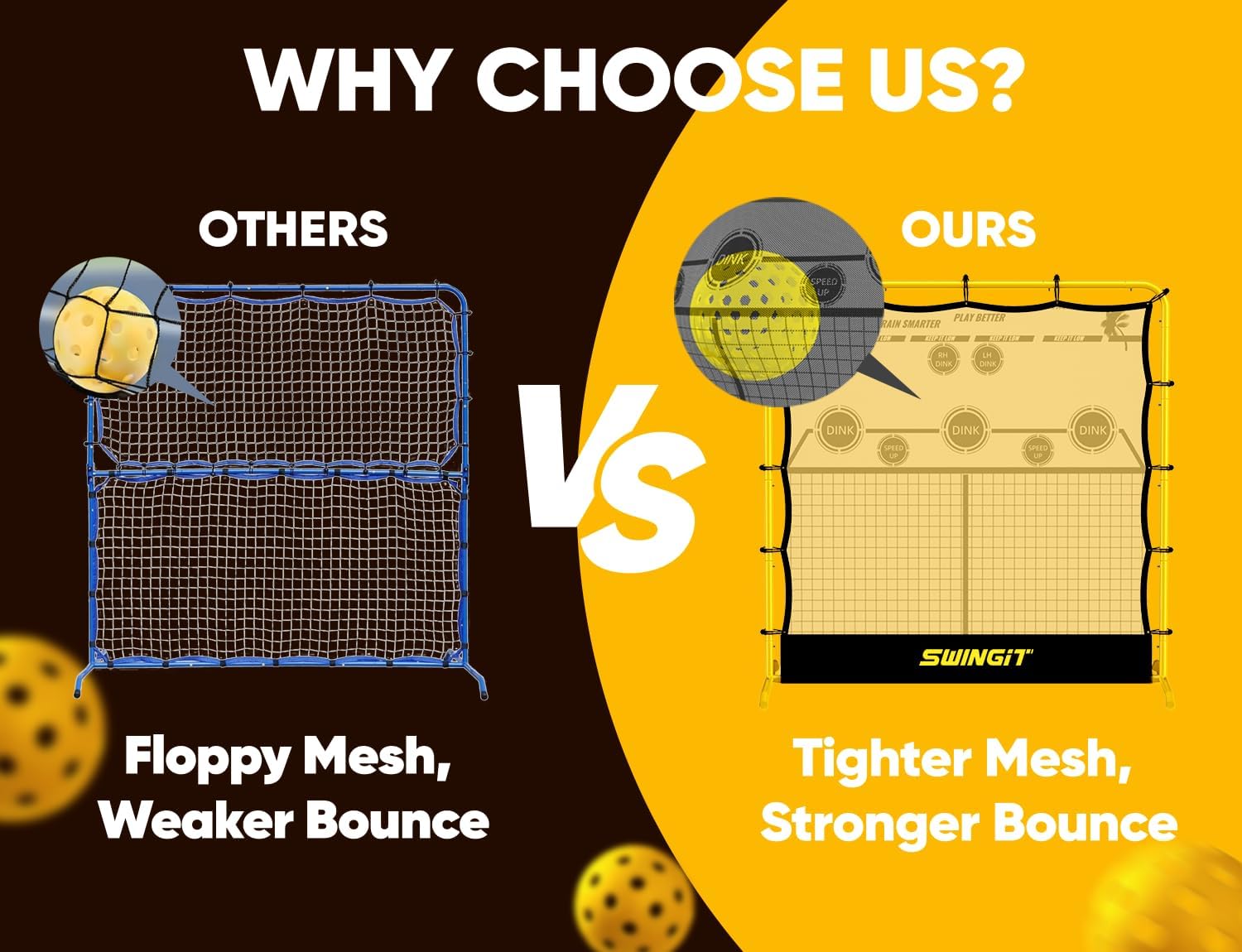 Portable Pickleball Training Net, 2in1 Solo Rebounder Net System for Dinks Volleys Tennis, USAPA Approved Accuracy Trainer Equipment with Carry Bag, Outdoor & Indoor Prefer Backyard